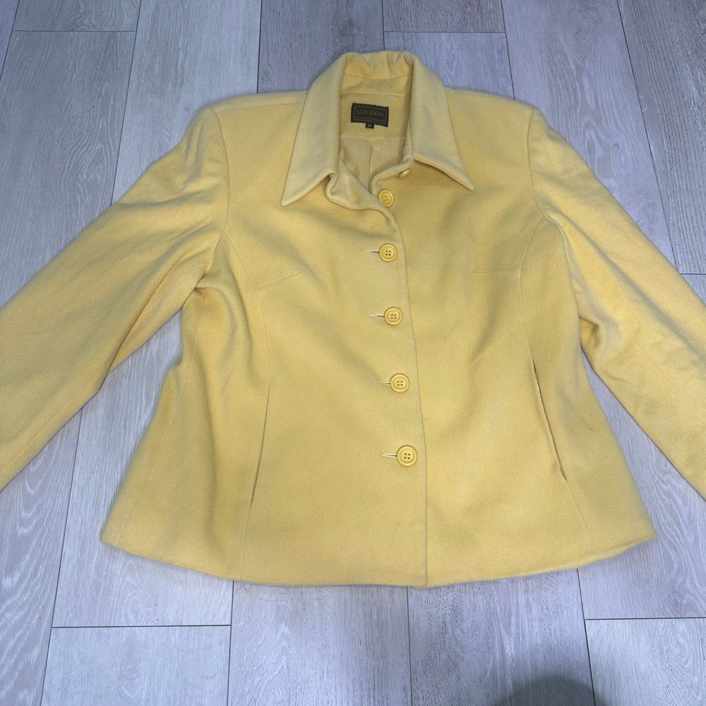 Louben women's vintage yellow blazer jacket button wool cashmere blend size 12